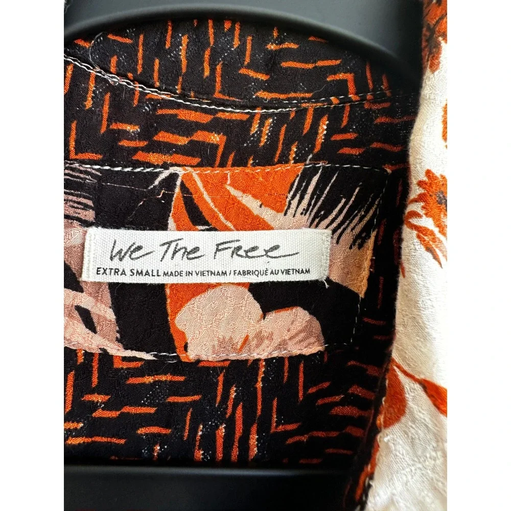 We‎ The Free People Mixed Print Floral Tropical Tunic Shirt Women XS Oversize